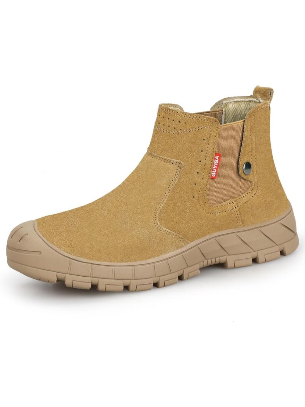 Men's Brown Fireproof Shoes Casual Mid Top Steel Toe Slip On Jobsite Work Boots